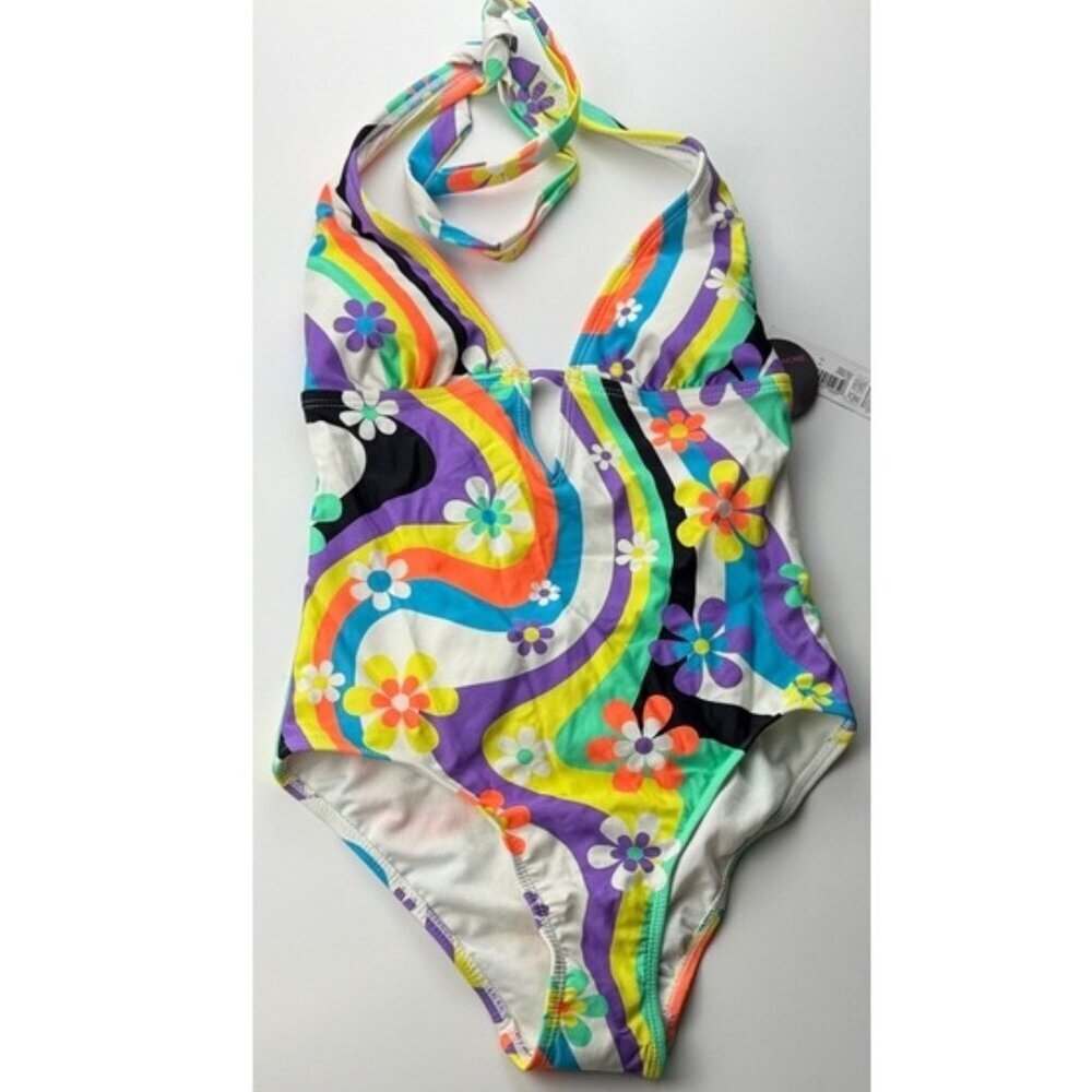No Boundaries Multi-Color Abstract Print One-Piece Swimsuit, Women / Juniors' S